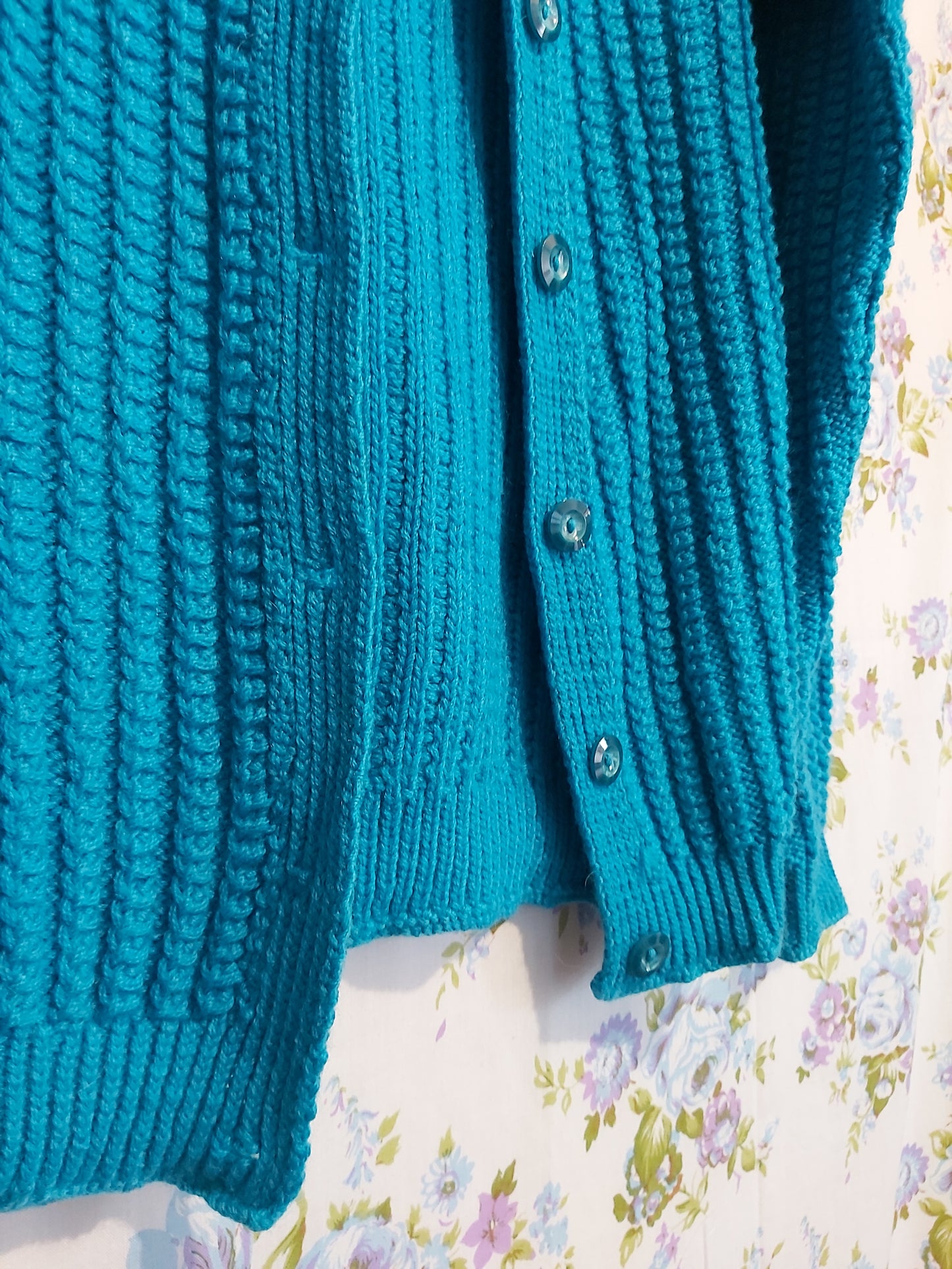 CLEARANCE Blue Handknit Cardigan (Medium)