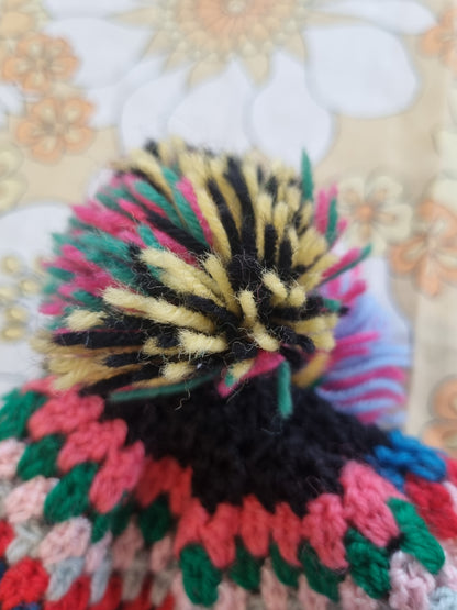 Rainbow Pom Pom Beanie