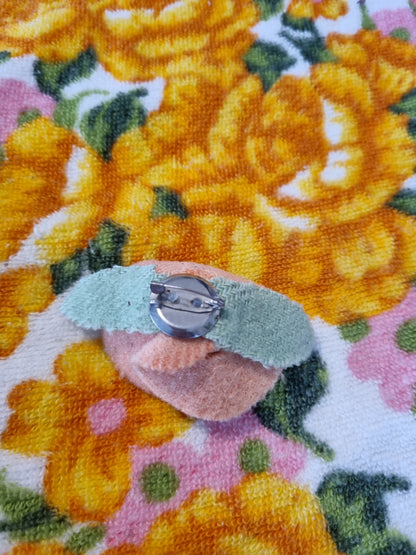 Upcycled Brooch - Wool Rose Peach