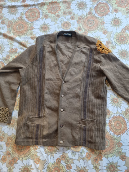 Vintage Grandpa Cardigan - Upcycled Patches