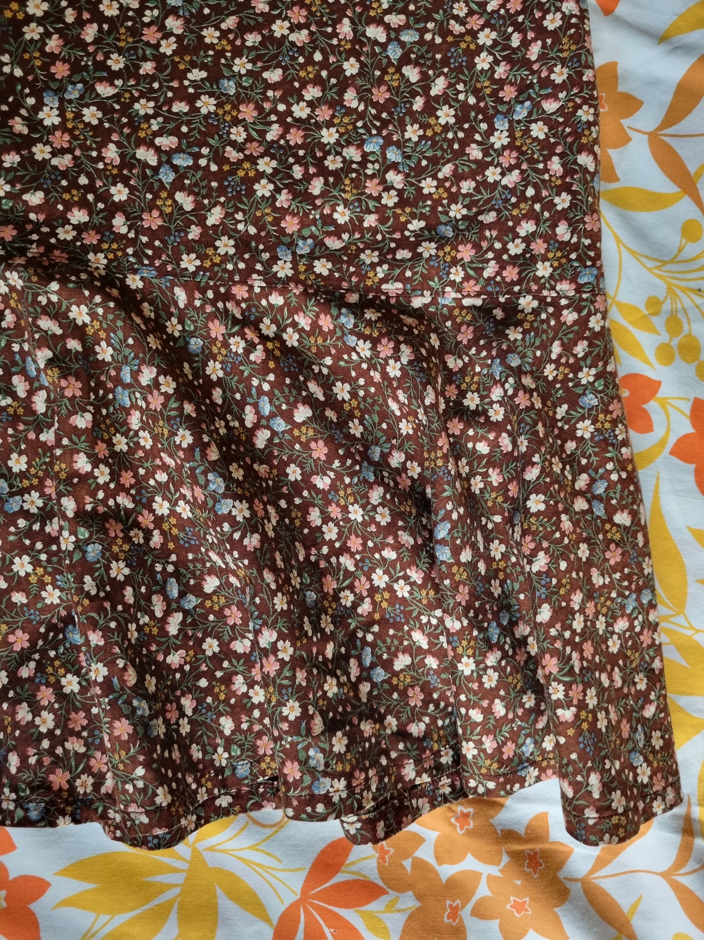 Brown Floral Maxi-Skirt (Brown)