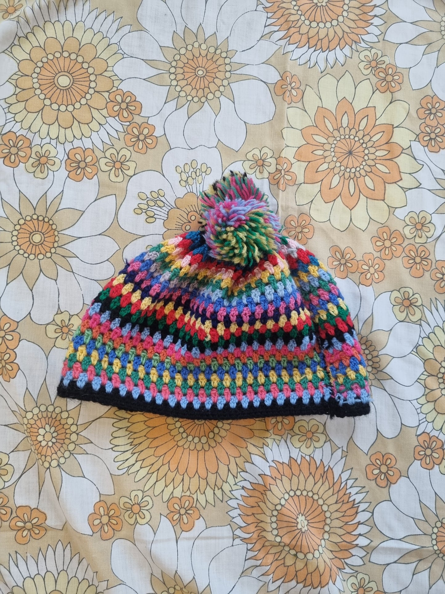 Rainbow Pom Pom Beanie