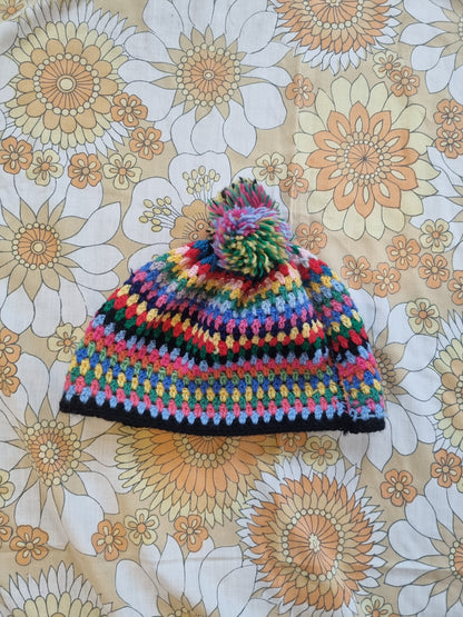 Rainbow Pom Pom Beanie