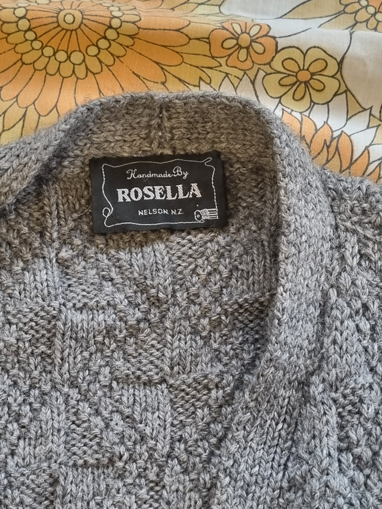 Handknit Button Vest - Grey (Size Large)