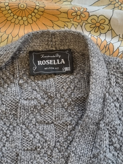 Handknit Button Vest - Grey (Size Large)
