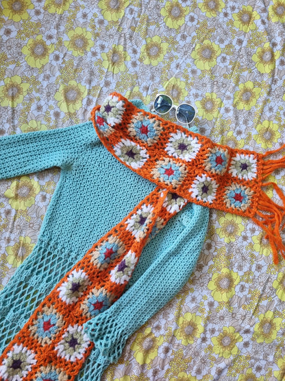Vintage Crochet Wool Dress (Blue)