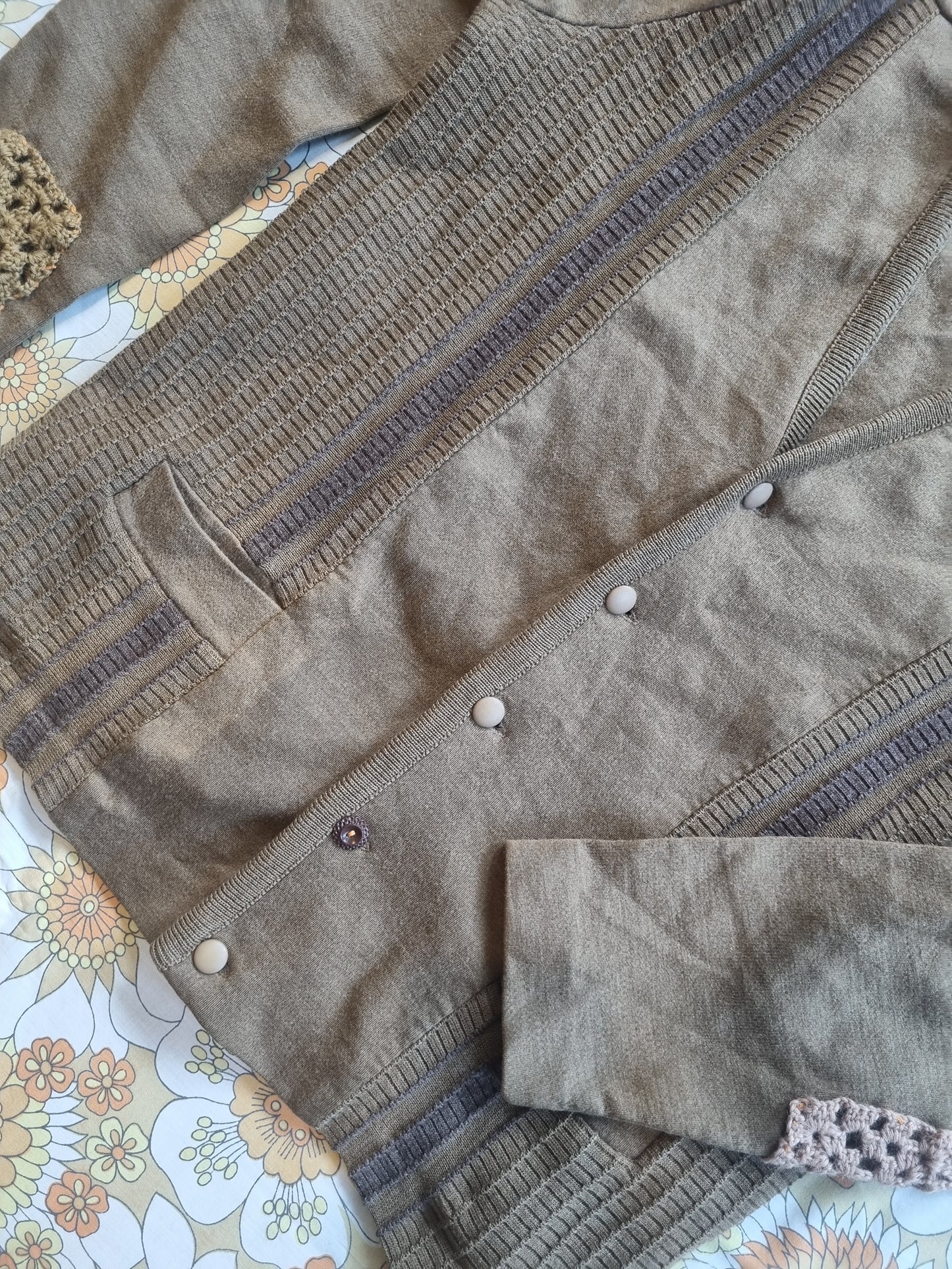 Vintage Grandpa Cardigan - Upcycled Patches
