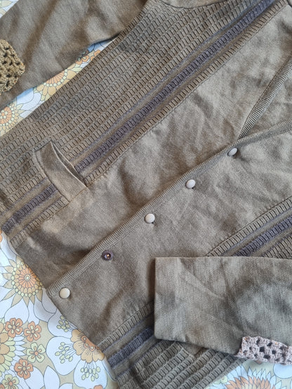 Vintage Grandpa Cardigan - Upcycled Patches