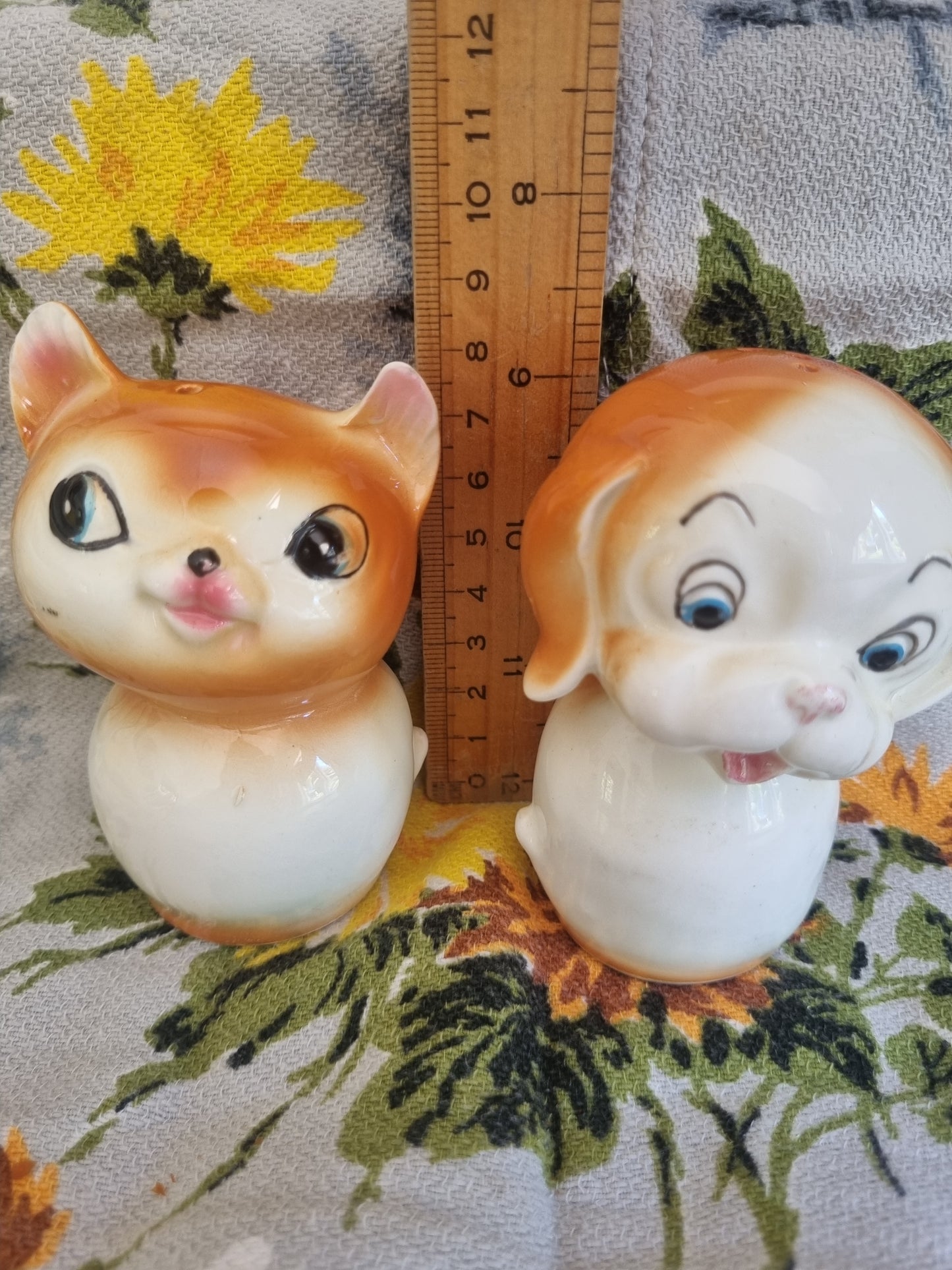 Vintage Salt and Pepper Shakers - Cat and Dog - Made in Japan