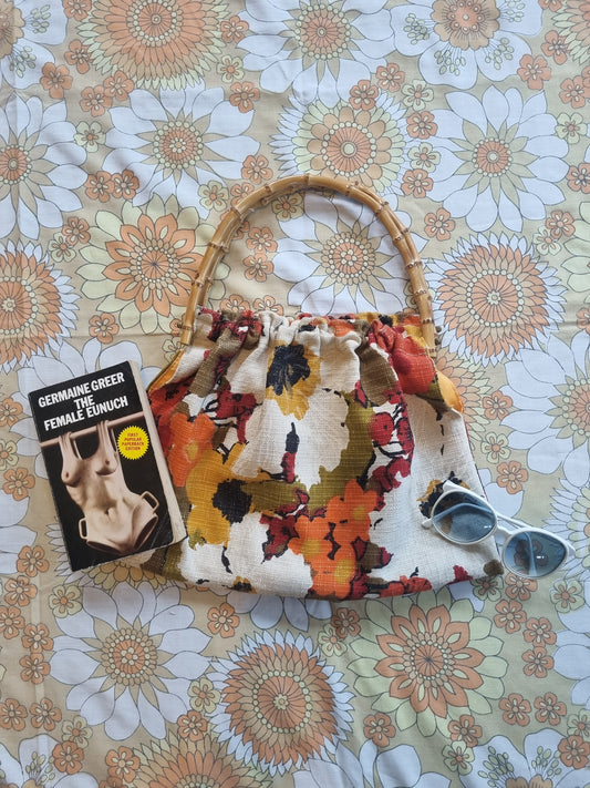 Vintage Bag - Cane Handles - Florals
