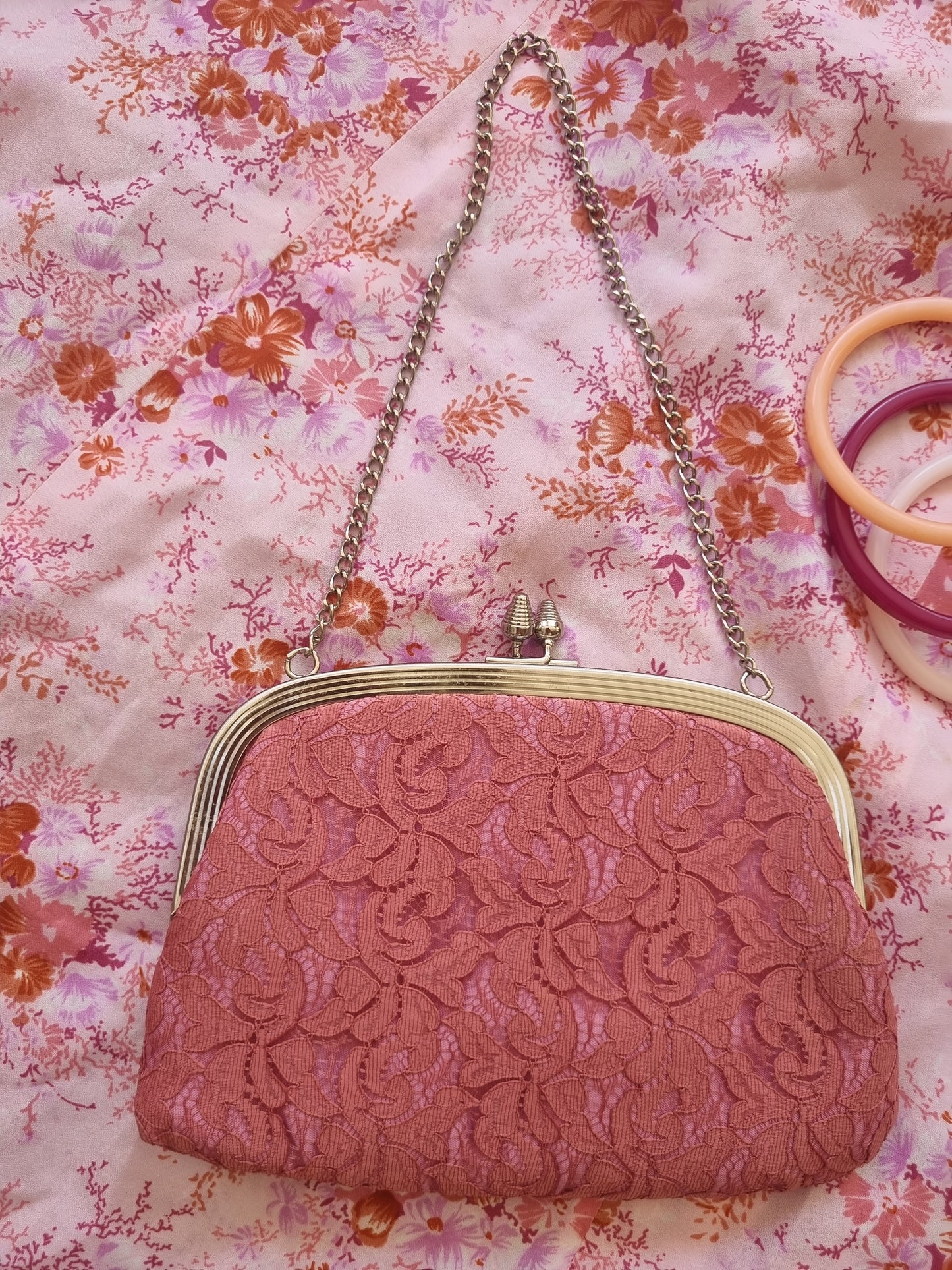 Vintage Purse - Dusky Pink Lace