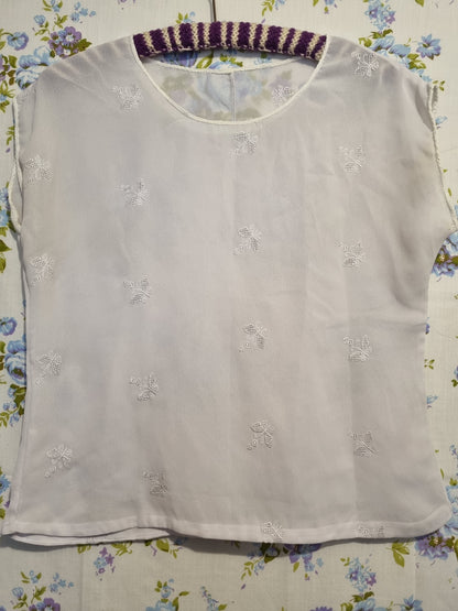 Light Blouse - Embroidered Butterflies (M)