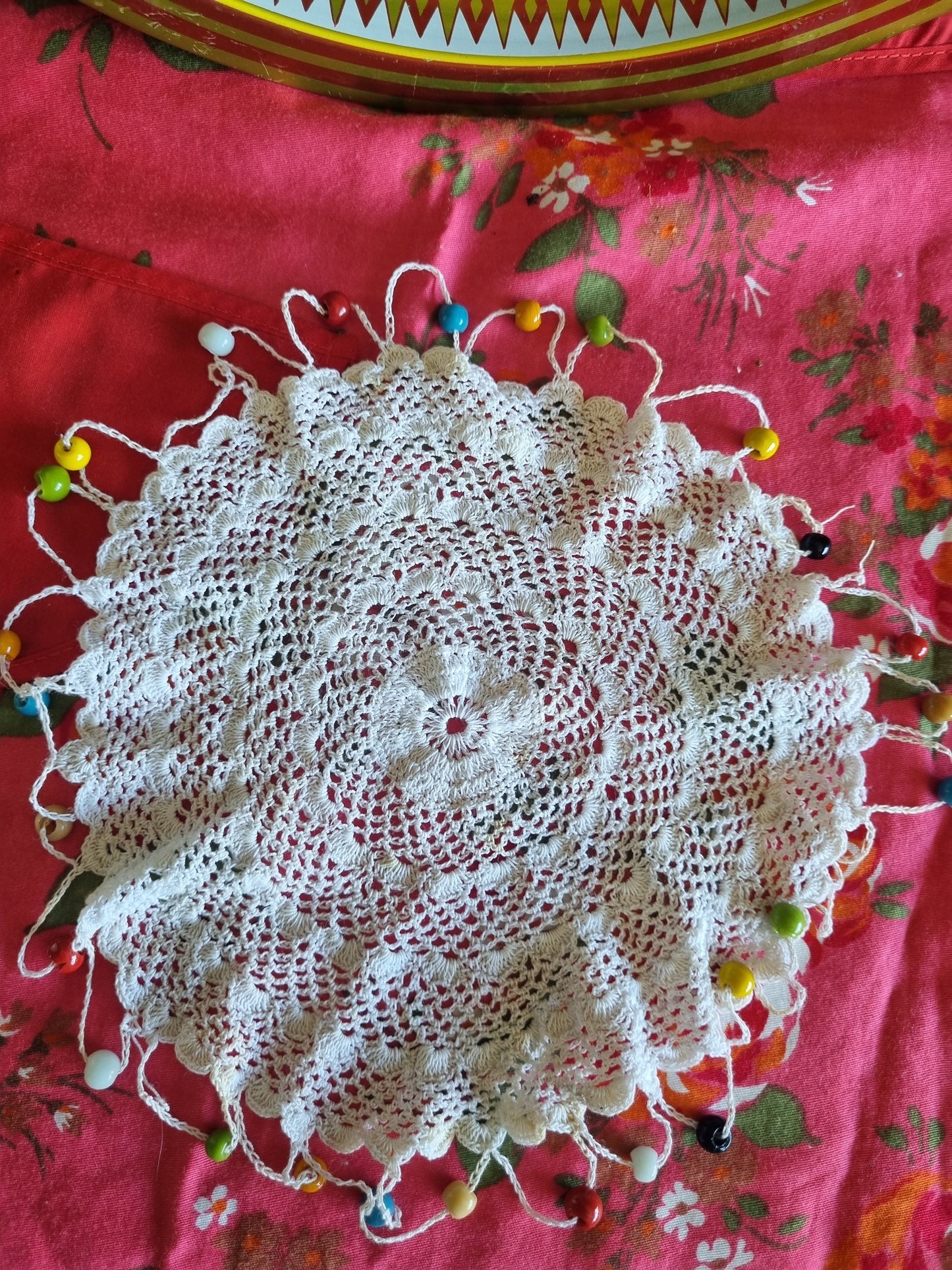 Vintage Doily Jug Covers - Glass Beads (x2)