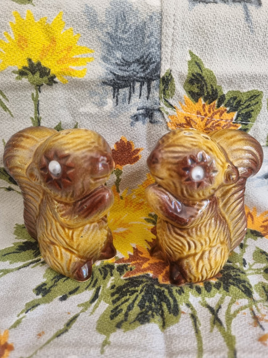 Vintage Salt and Pepper Shakers - 2 Squirrels - Made in Japan