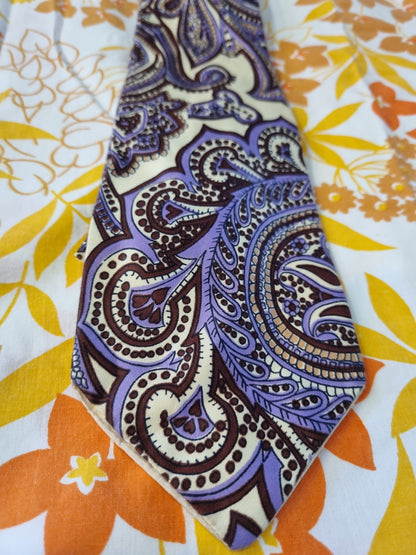 Vintage Tie - Paisley - Purple, Browns, and Cream