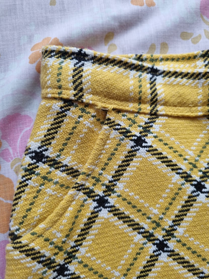 True Vintage Yellow Plaid Wool Skirt (S)