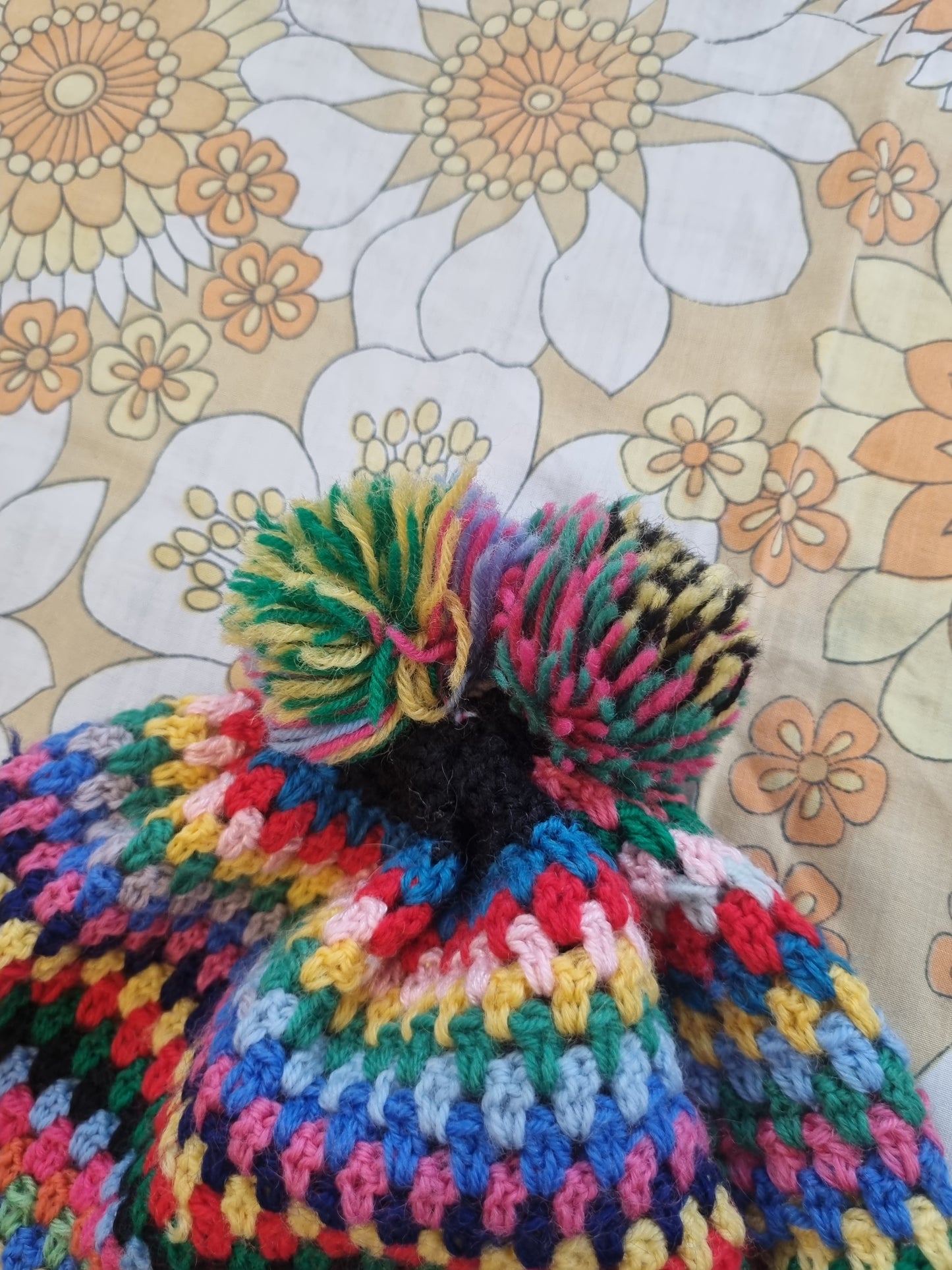 Rainbow Pom Pom Beanie