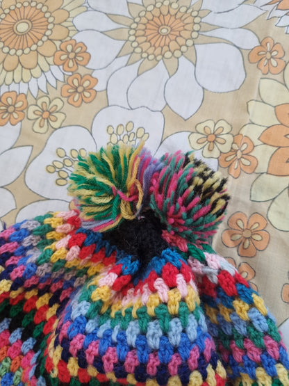 Rainbow Pom Pom Beanie