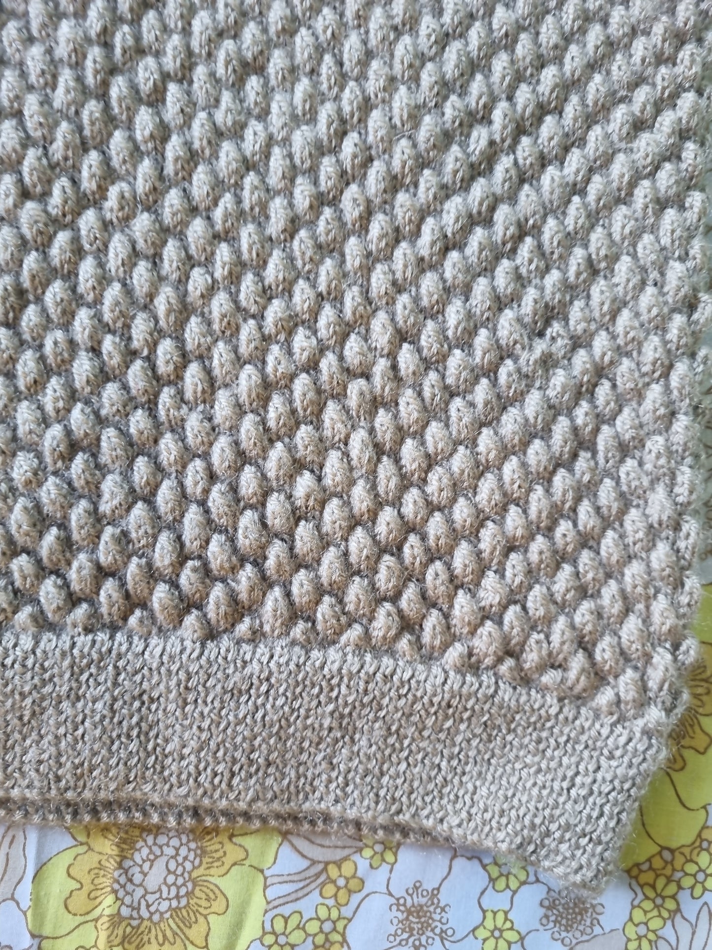 Handknit Vest - Light Brown Wool (M)