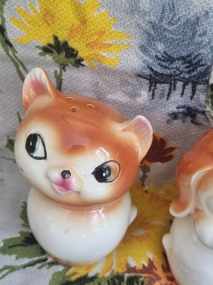 Vintage Salt and Pepper Shakers - Cat and Dog - Made in Japan