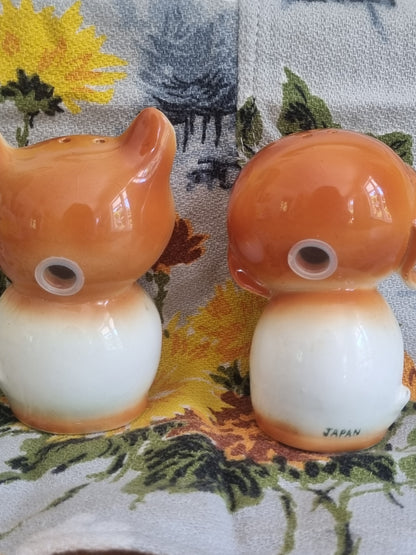 Vintage Salt and Pepper Shakers - Cat and Dog - Made in Japan