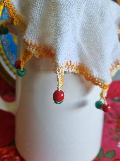 Vintage Doily Jug Covers - Glass Beads (x2)