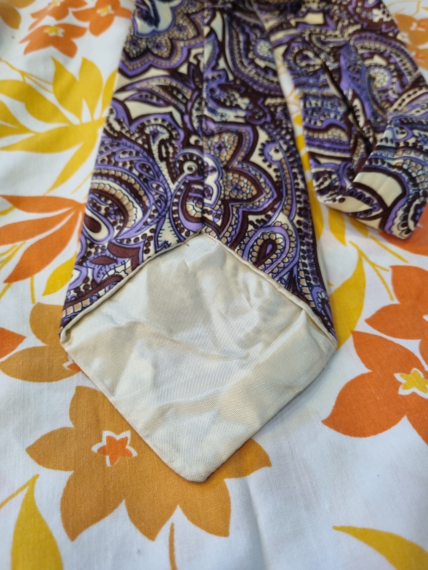 Vintage Tie - Paisley - Purple, Browns, and Cream