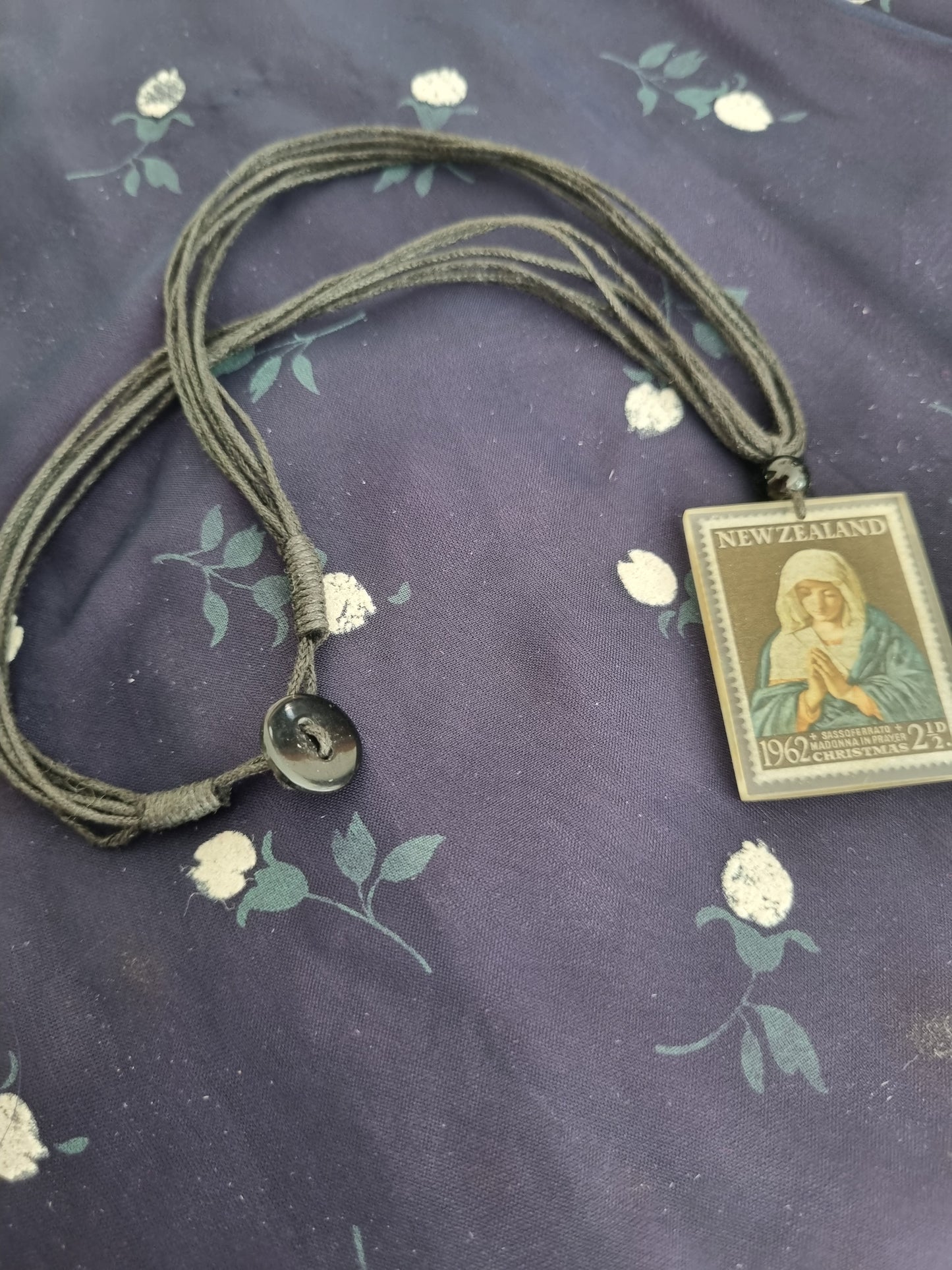 NZ Stamp Necklace - Madonna  In Prayer 1962