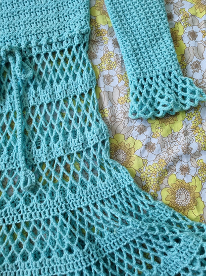 Vintage Crochet Wool Dress (Blue)