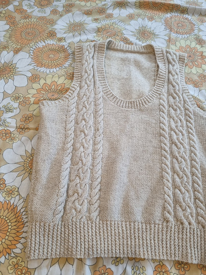 Cableknit Vest - Oatmeal (Size 14-16