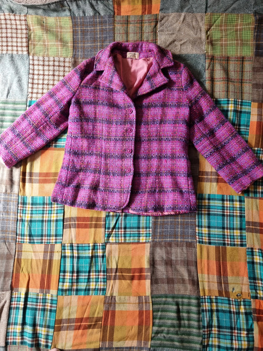 Pink Plaid Vintage Tweed Blazer