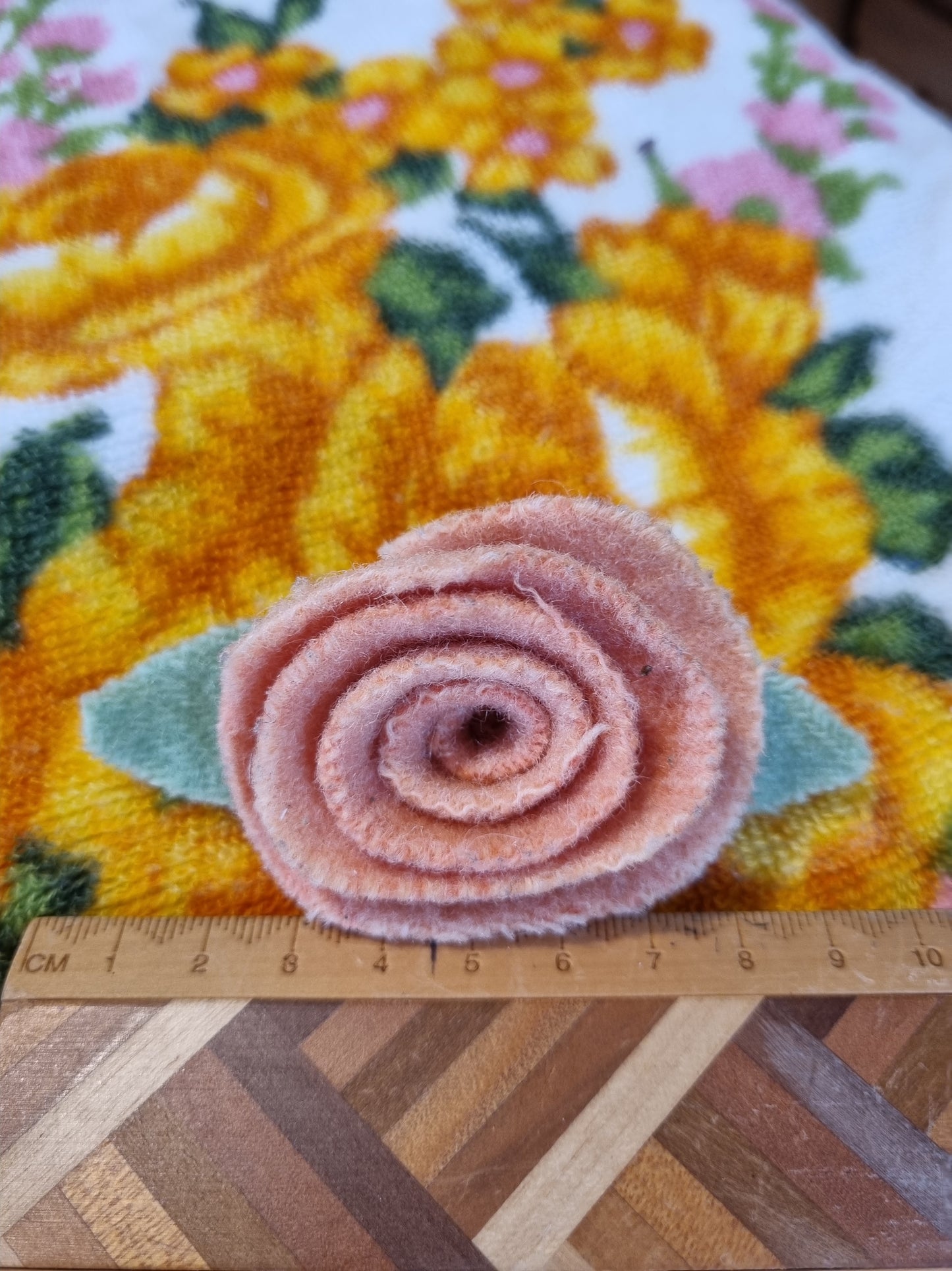 Upcycled Brooch - Wool Rose Peach