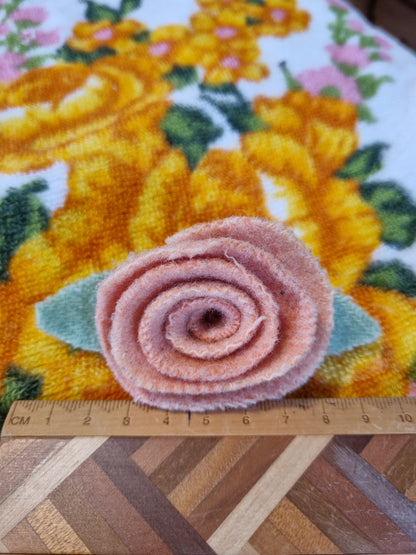 Upcycled Brooch - Wool Rose Peach