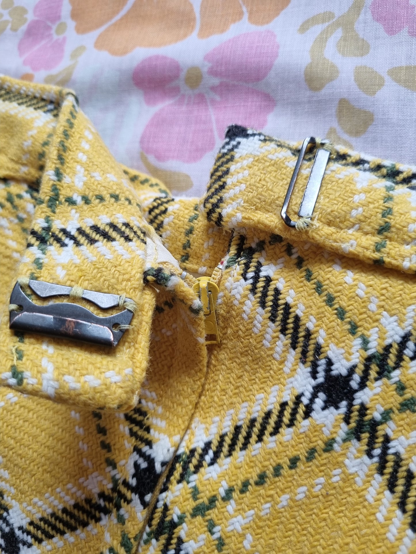 True Vintage Yellow Plaid Wool Skirt (S)