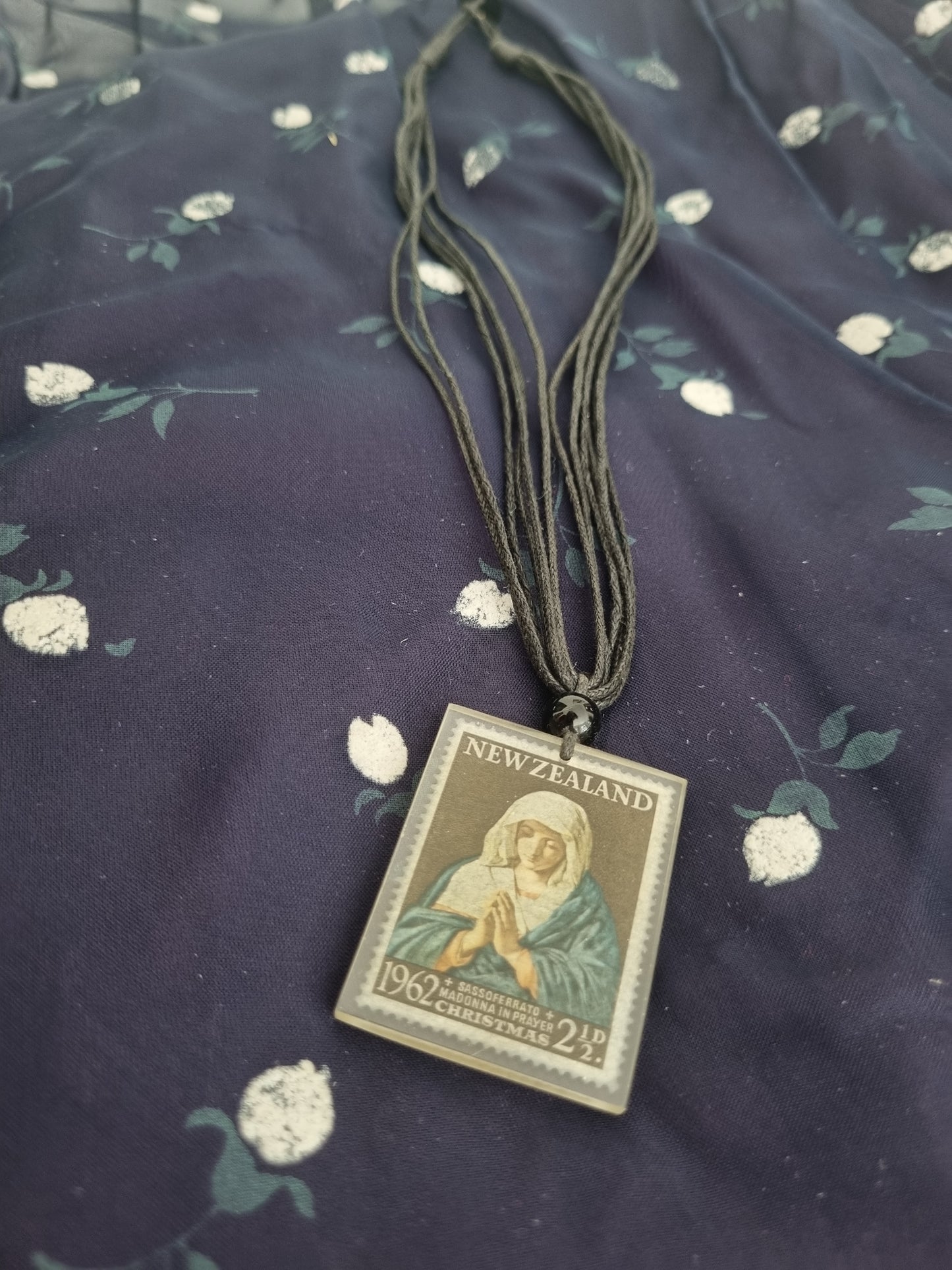 NZ Stamp Necklace - Madonna  In Prayer 1962