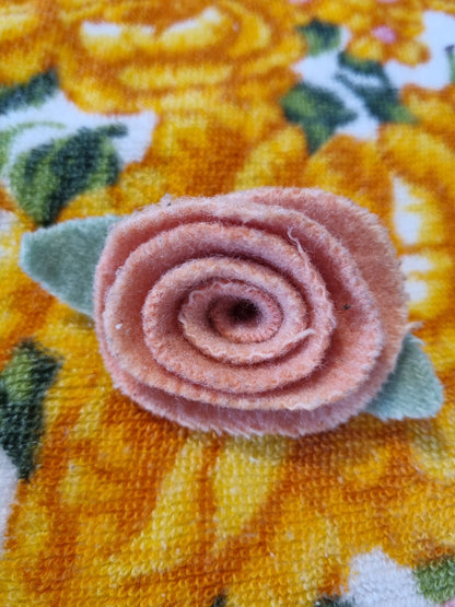 Upcycled Brooch - Wool Rose Peach