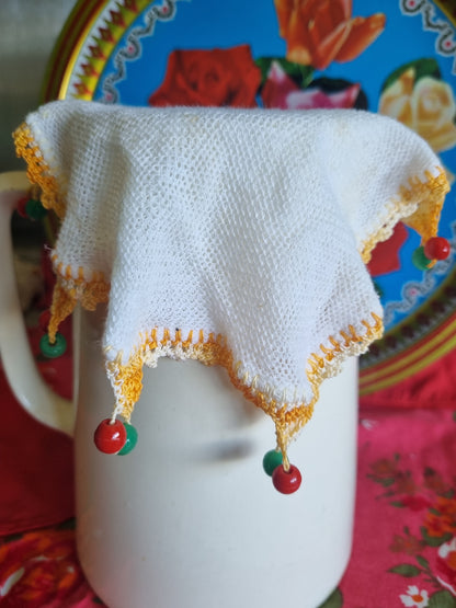 Vintage Doily Jug Covers - Glass Beads (x2)