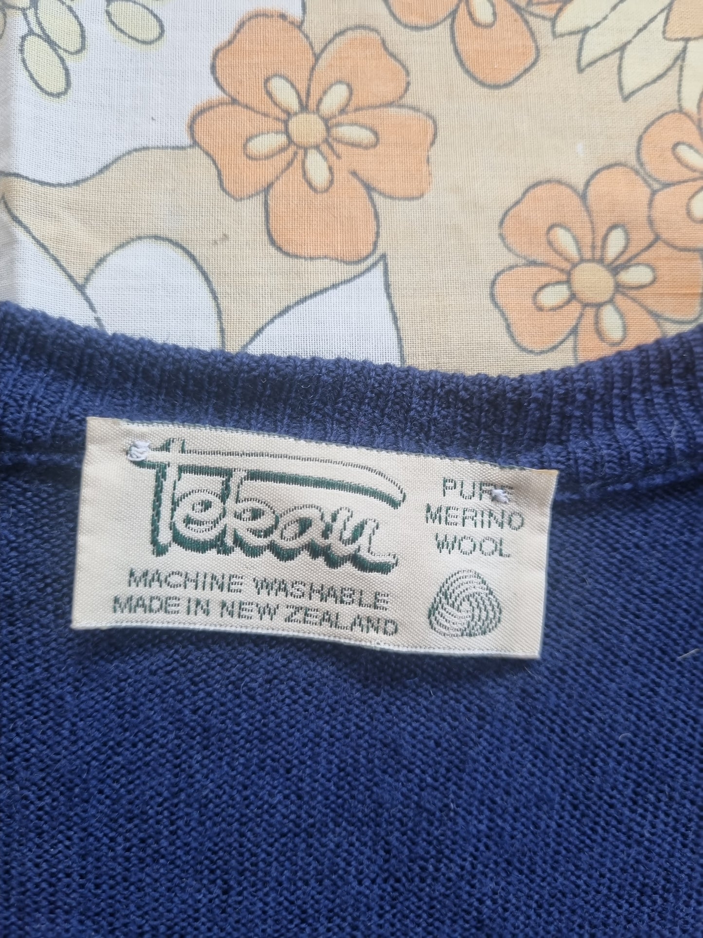 Visible Mending V-Neck Jersey With Granny Square Patch