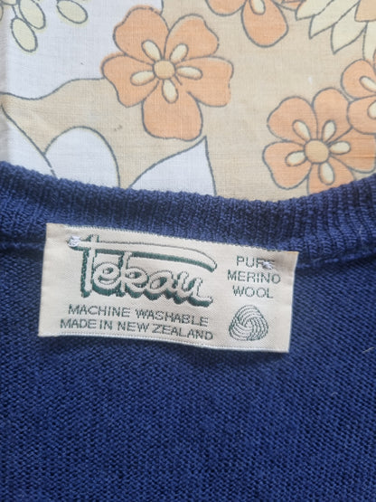 Visible Mending V-Neck Jersey With Granny Square Patch