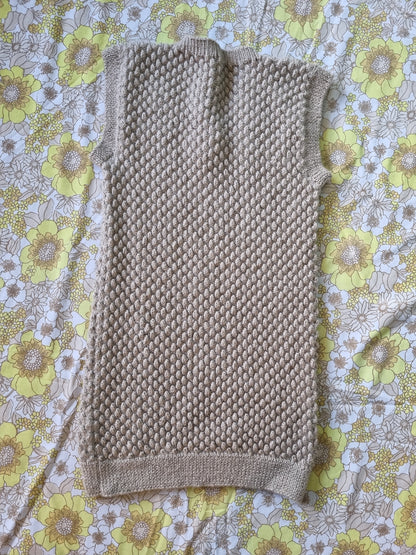 Handknit Vest - Light Brown Wool (M)
