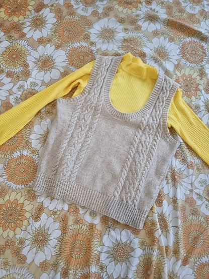 Cableknit Vest - Oatmeal (Size 14-16